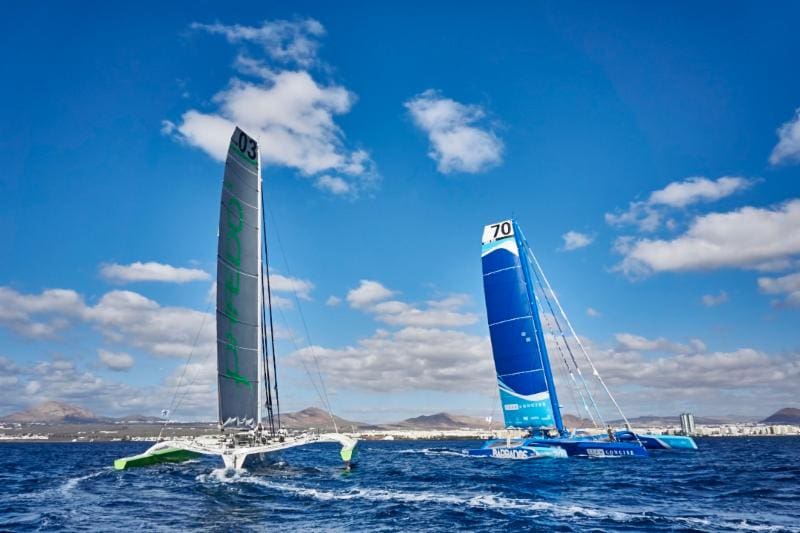 Lloyd Thornburg's American MOD 70 Phaedo3 is back to defend their record but will be up against stiff competition; Tony Lawson's British MOD 70 Concise 10, skippered by Ned Collier Wakefield © RORC/James Mitchell