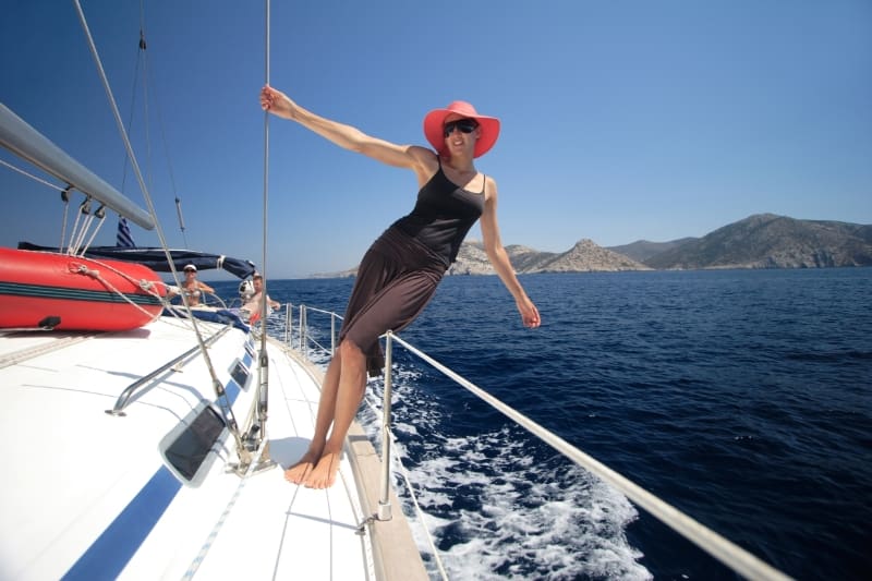 Sailing past Ios, Cyclades Islands, Greece. Photo Sailing Tranquilo