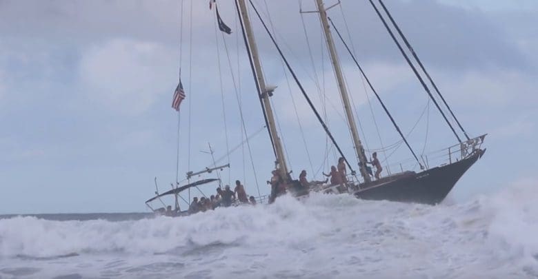 sailboat in storm hawaii