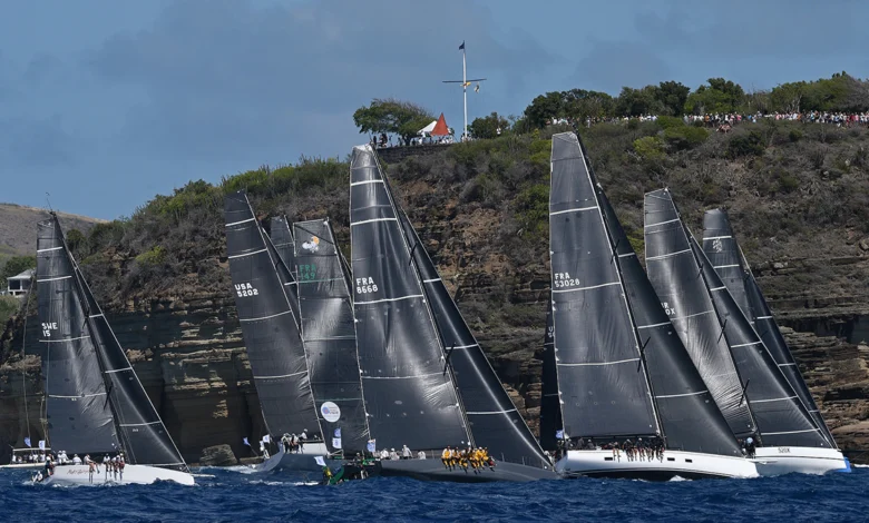 Hundreds of spectators watch the impressive start of the RORC Caribbean 600 from Fort Charlotte, Antigua